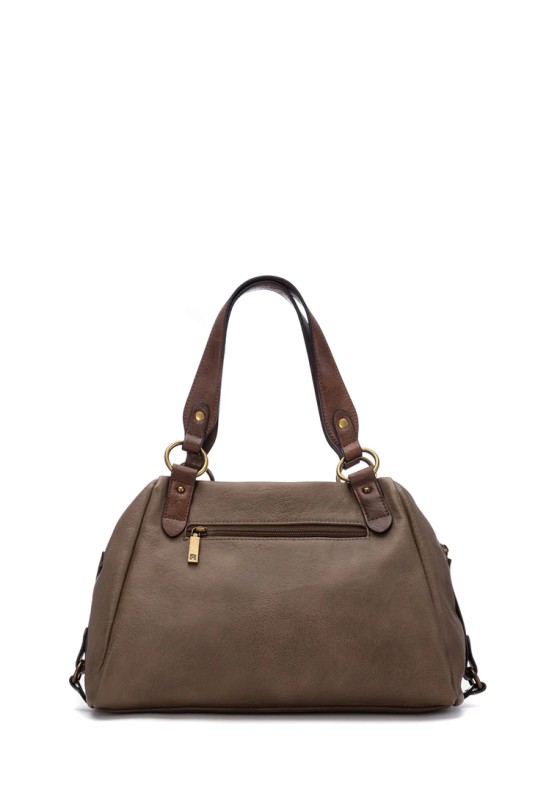 Bolso taupe sintético con cremallera para mujer REFRESH 183423
