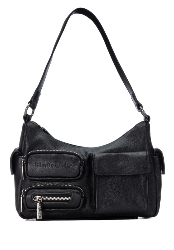Bolso de hombro negro sintético REFRESH 183432 para mujer