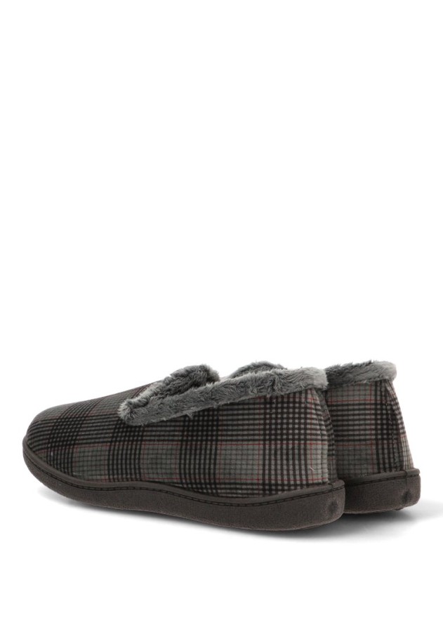 Zapatillas de casa cerradas PLUMAFLEX R12269 para hombre en gris textil con suela plana