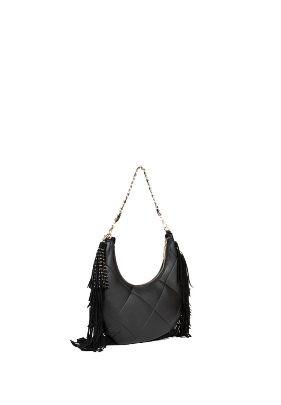 Bolso hobo con flecos de mujer VALENTINO VBSAD207 negro sintético