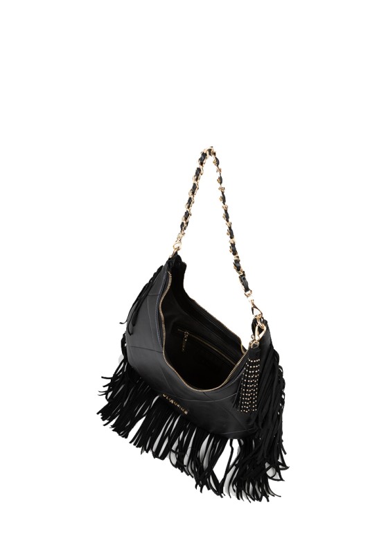 Bolso hobo con flecos de mujer VALENTINO VBSAD207 negro sintético