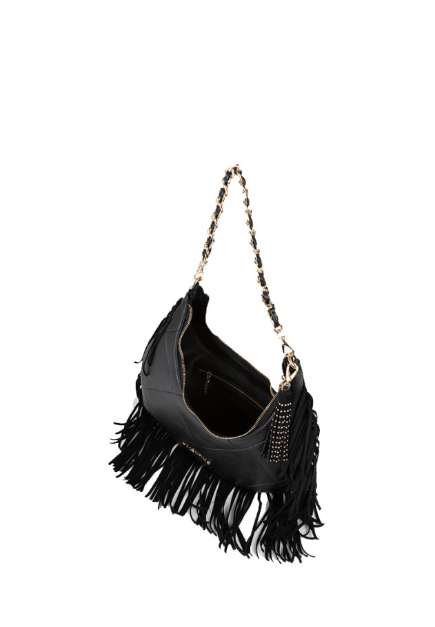 Bolso hobo con flecos de mujer VALENTINO VBSAD207 negro sintético