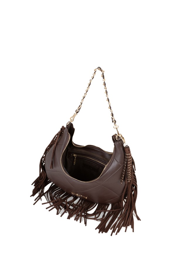Bolso hobo con flecos café de mujer VALENTINO VBSAD207
