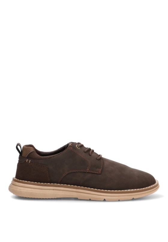 Zapato para hombre ETIKA 60929 café con cordones y suela plana