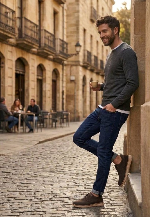 Zapato para hombre ETIKA 60929 café con cordones y suela plana