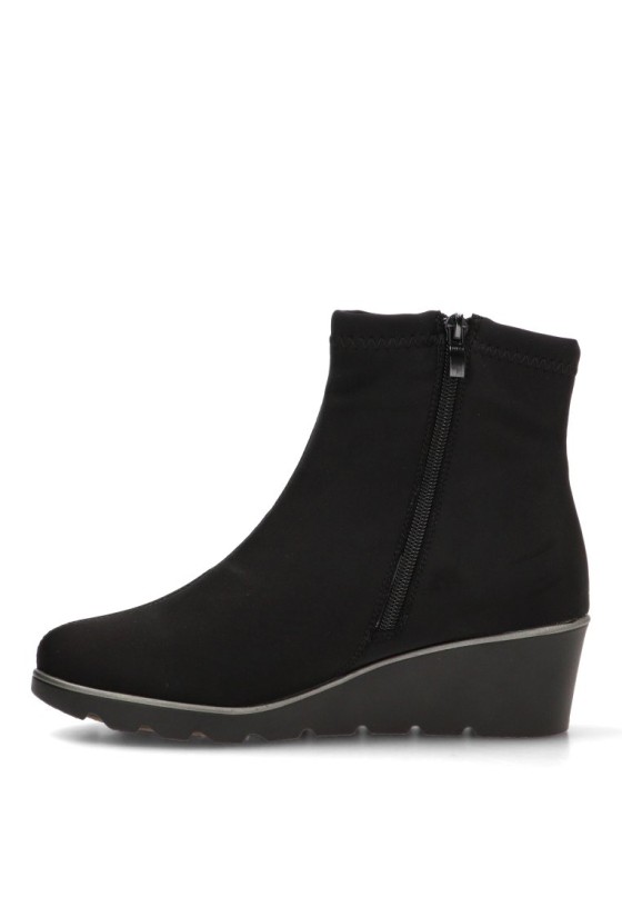 Botín textil negro con cuña media para mujer FLEX PIES 3073