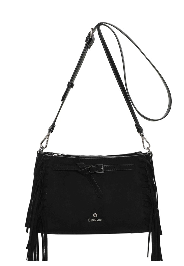 Bolso bandolera negro antelina de mujer BINNARI 21201