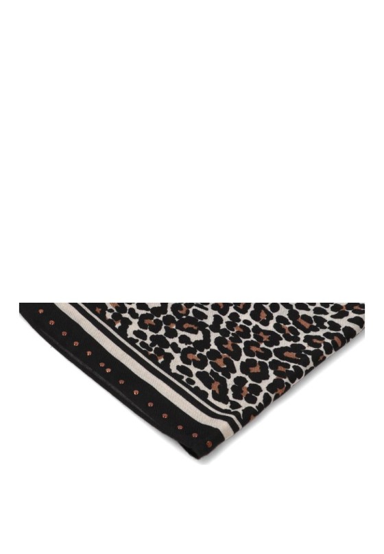 Pañuelo negro de mujer BEST ELENA E-688075 con estampado leopardo y tachuelas