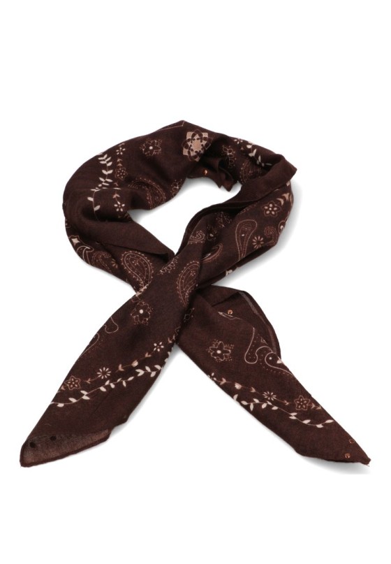 Pañuelo marrón con estampado y tachuelas de mujer BEST ELENA E-68071