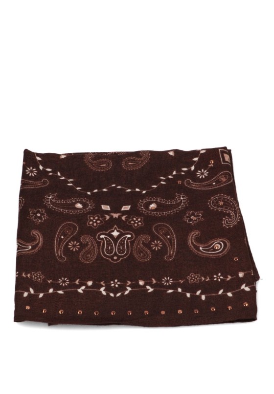 Pañuelo marrón con estampado y tachuelas de mujer BEST ELENA E-68071
