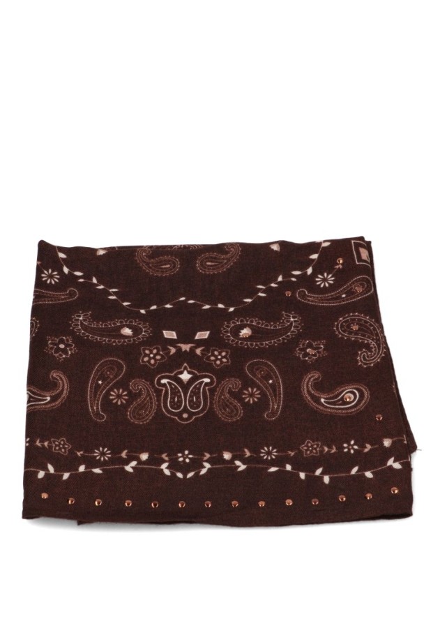 Pañuelo marrón con estampado y tachuelas de mujer BEST ELENA E-68071