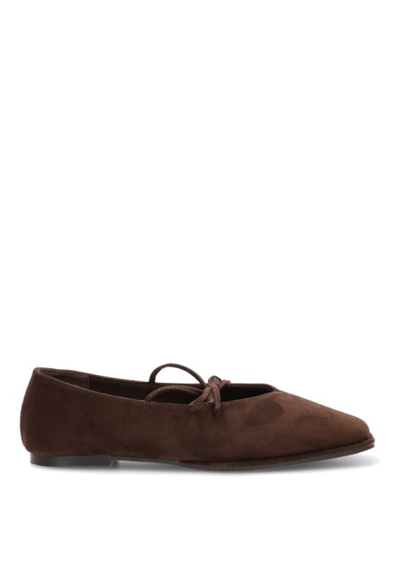 Bailarina P155 Cereza para mujer en antelina café con cordones