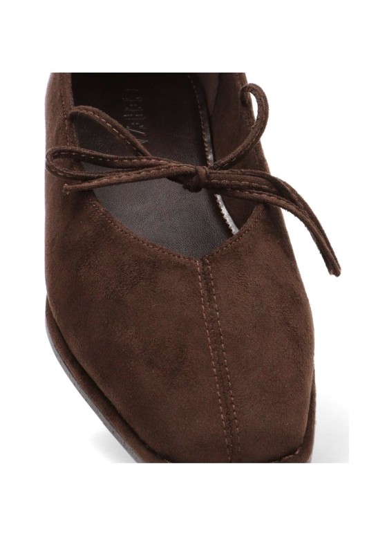 Bailarina P155 Cereza para mujer en antelina café con cordones