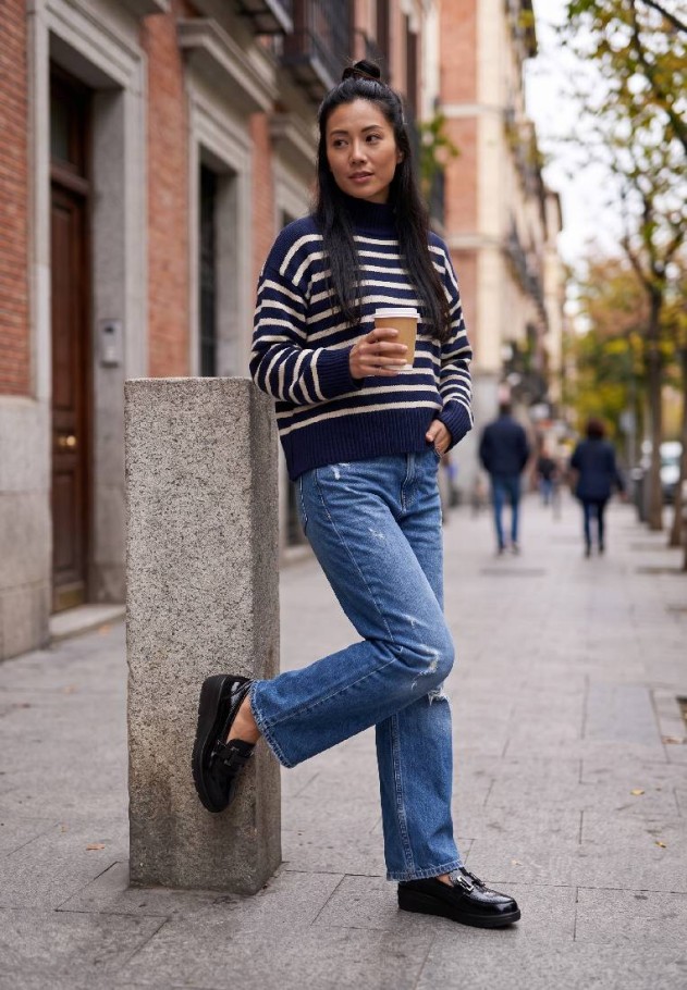 Mocasín con brillo y tacón medio para mujer ARMONY 60027