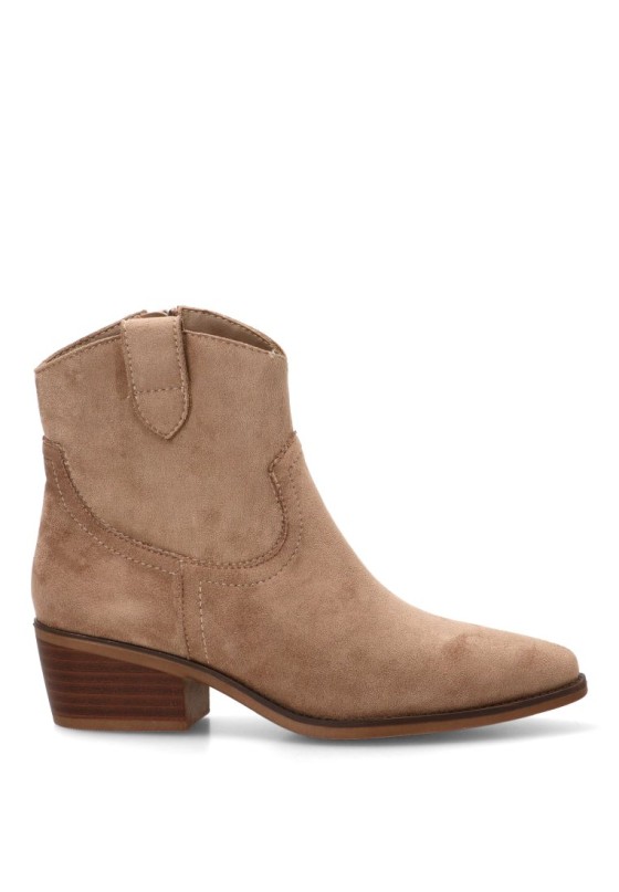 Botín con tacón medio en antelina beige para mujer YULIA 5016