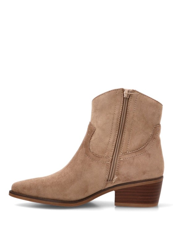 Botín con tacón medio en antelina beige para mujer YULIA 5016