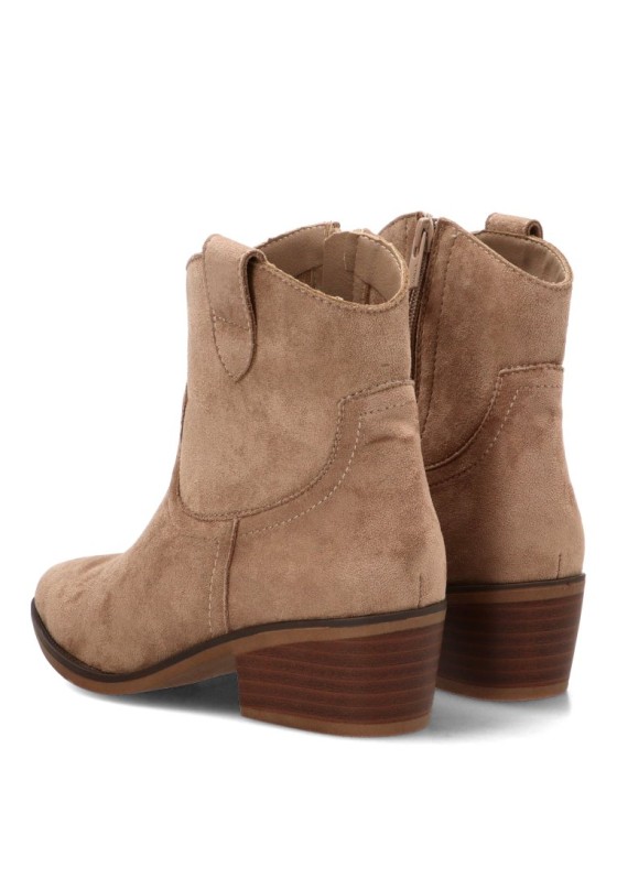 Botín con tacón medio en antelina beige para mujer YULIA 5016