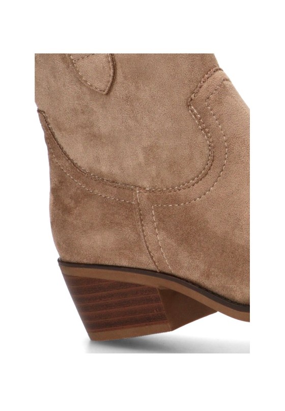 Botín con tacón medio en antelina beige para mujer YULIA 5016