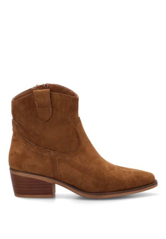 Botín campero de mujer YULIA 5016 en antelina taupe con tacón medio