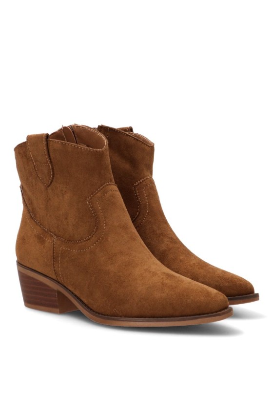 Botín campero de mujer YULIA 5016 en antelina taupe con tacón medio