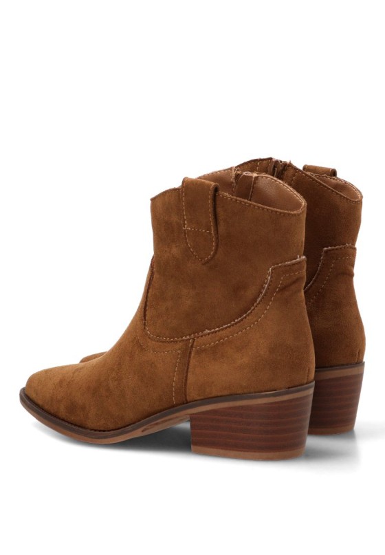 Botín campero de mujer YULIA 5016 en antelina taupe con tacón medio