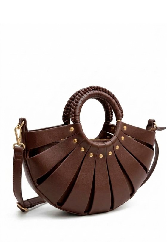 Bolso sintético color coffee con cremallera para mujer MJY6198