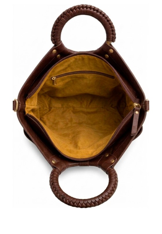 Bolso sintético color coffee con cremallera para mujer MJY6198