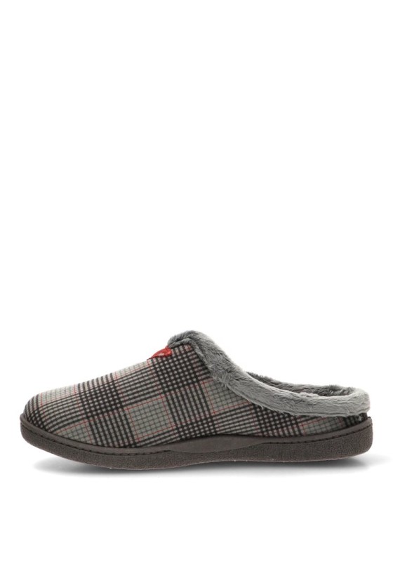 Zapatillas de casa gris con cuadros R12268 para hombre PLUMAFLEX