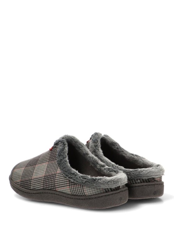 Zapatillas de casa gris con cuadros R12268 para hombre PLUMAFLEX