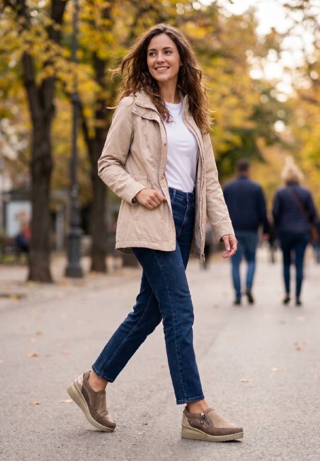Mocasín taupe de mujer ARMONY 60024