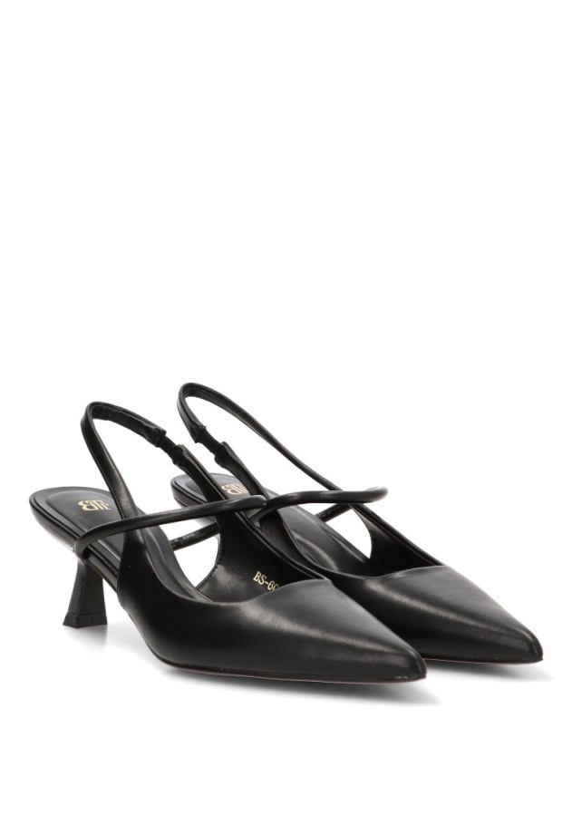 Salón destalonado BS-6055 de mujer en negro con tacón medio