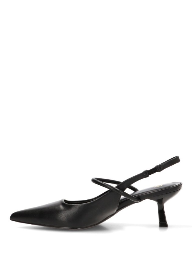 Salón destalonado BS-6055 de mujer en negro con tacón medio