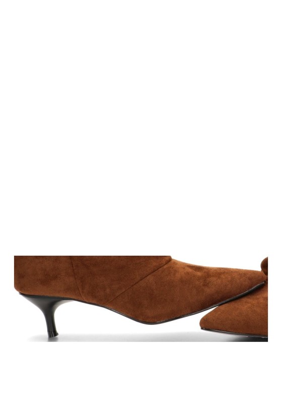 Botín de antelina camel con tacón medio para mujer CEREZA P138