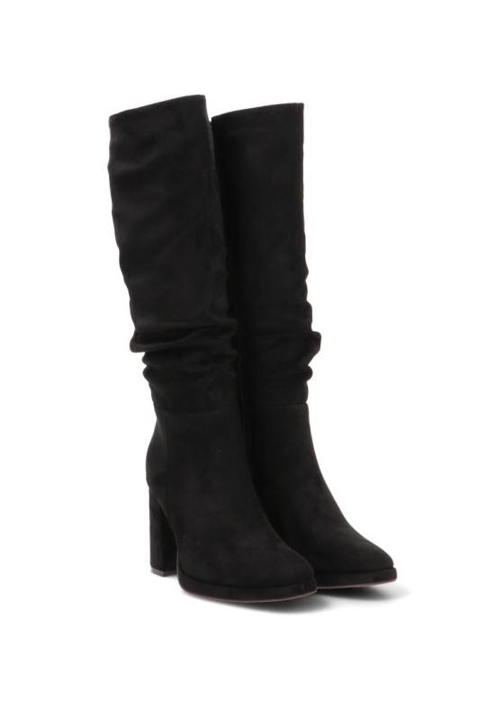 Bota negra de antelina con tacón alto STAY 32-3325 para mujer