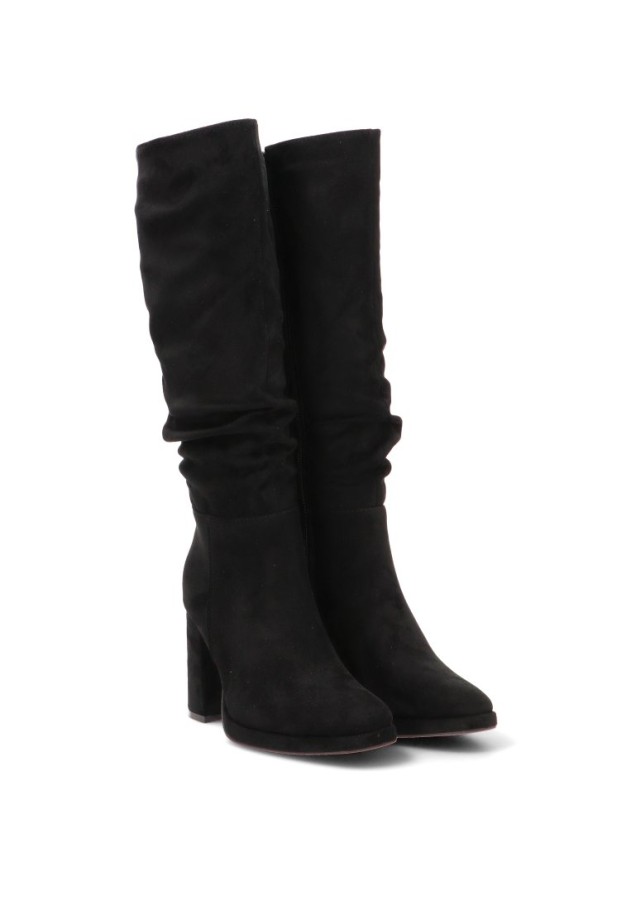 Bota negra de antelina con tacón alto STAY 32-3325 para mujer