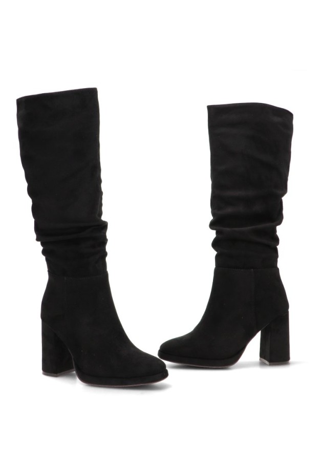 Bota negra de antelina con tacón alto STAY 32-3325 para mujer