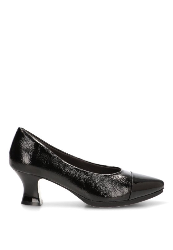 Salón con tacón medio de mujer E26303 en negro sintético