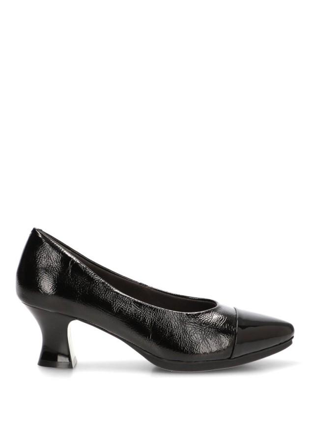 Salón con tacón medio de mujer E26303 en negro sintético