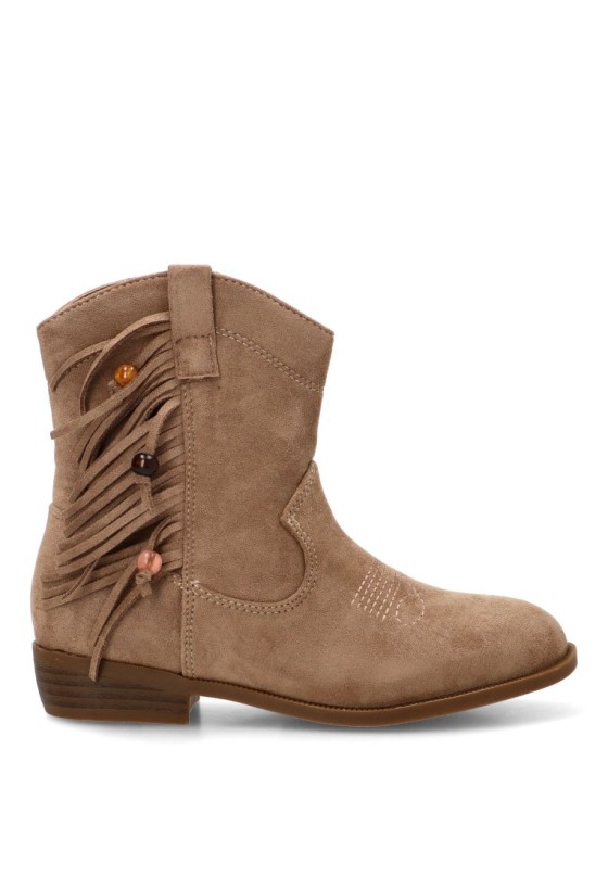 Botín campero con flecos en antelina taupe para niña Luna Collection 7625-51l