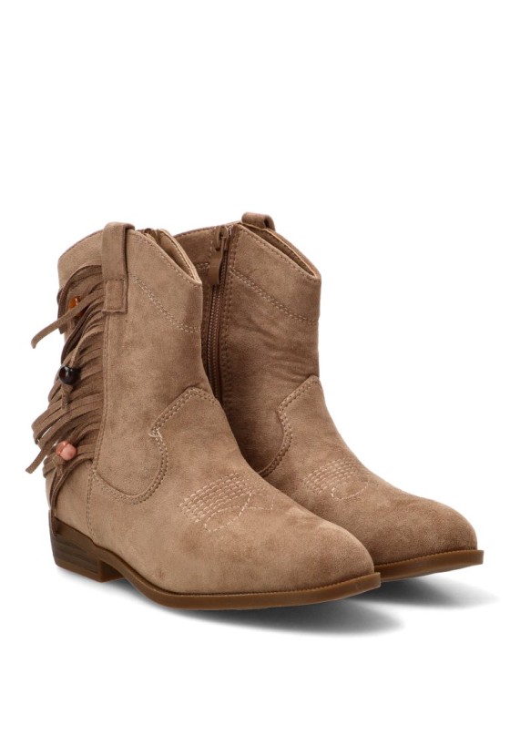 Botín campero con flecos en antelina taupe para niña Luna Collection 7625-51l