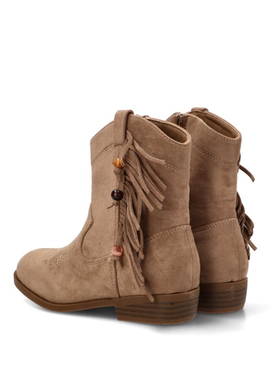 Botín campero con flecos en antelina taupe para niña Luna Collection 7625-51l