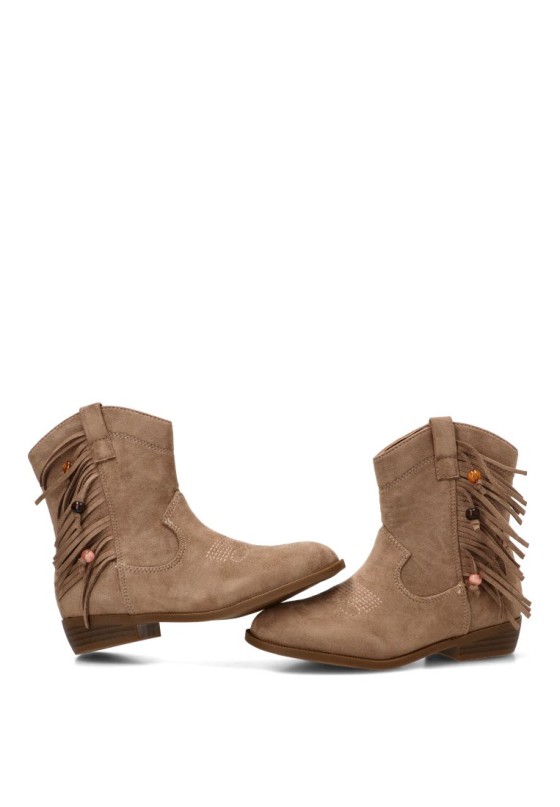 Botín campero con flecos en antelina taupe para niña Luna Collection 7625-51l