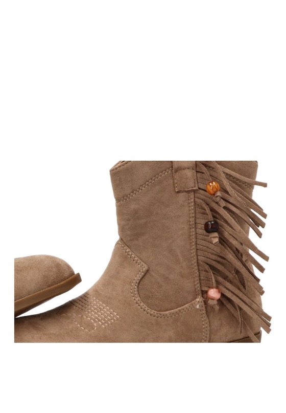 Botín campero con flecos en antelina taupe para niña Luna Collection 7625-51l