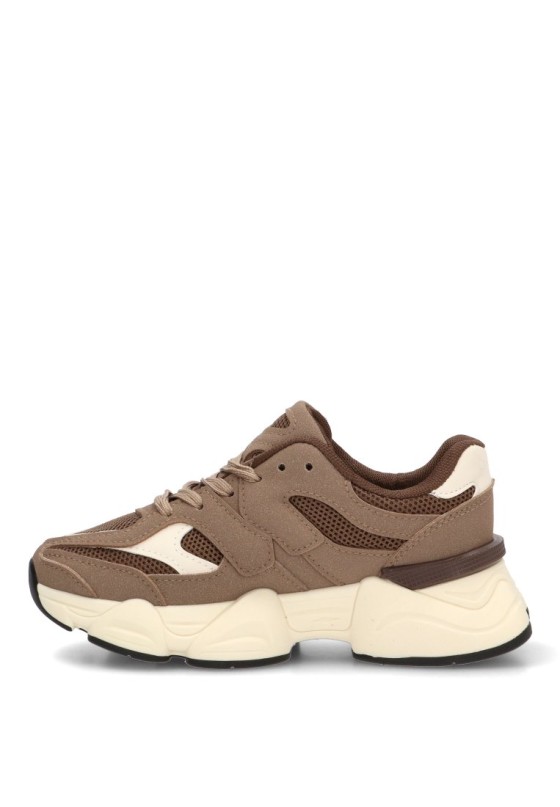 Deportivo con suela plana de niña Luna Collection T1206 café