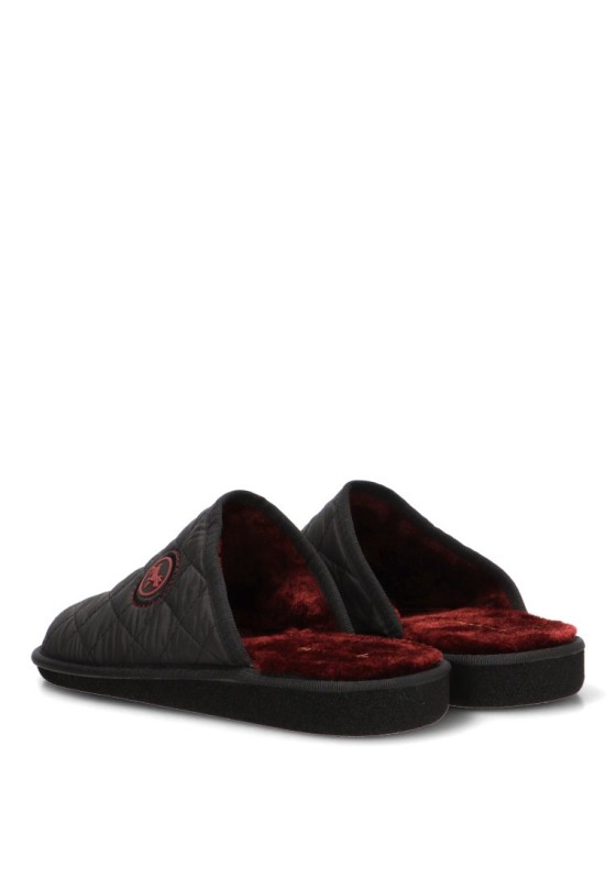 Zapatillas casa acolchadas P933 para hombre GARZON en textil negro con suela plana
